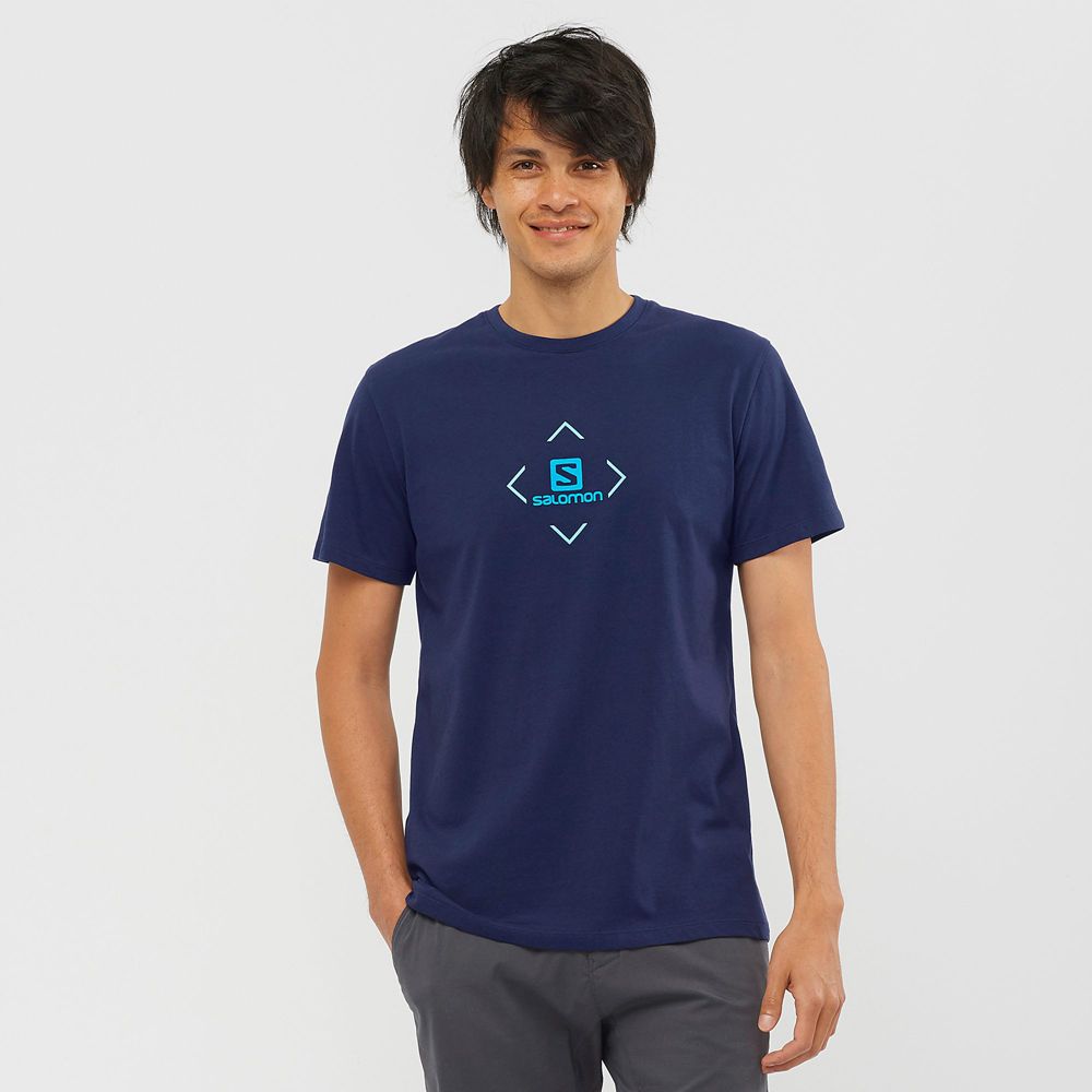 T-Shirts Salomon Homme Bleu Marine - Salomon SALOMON COTTON M - France (0159-BZEYI)